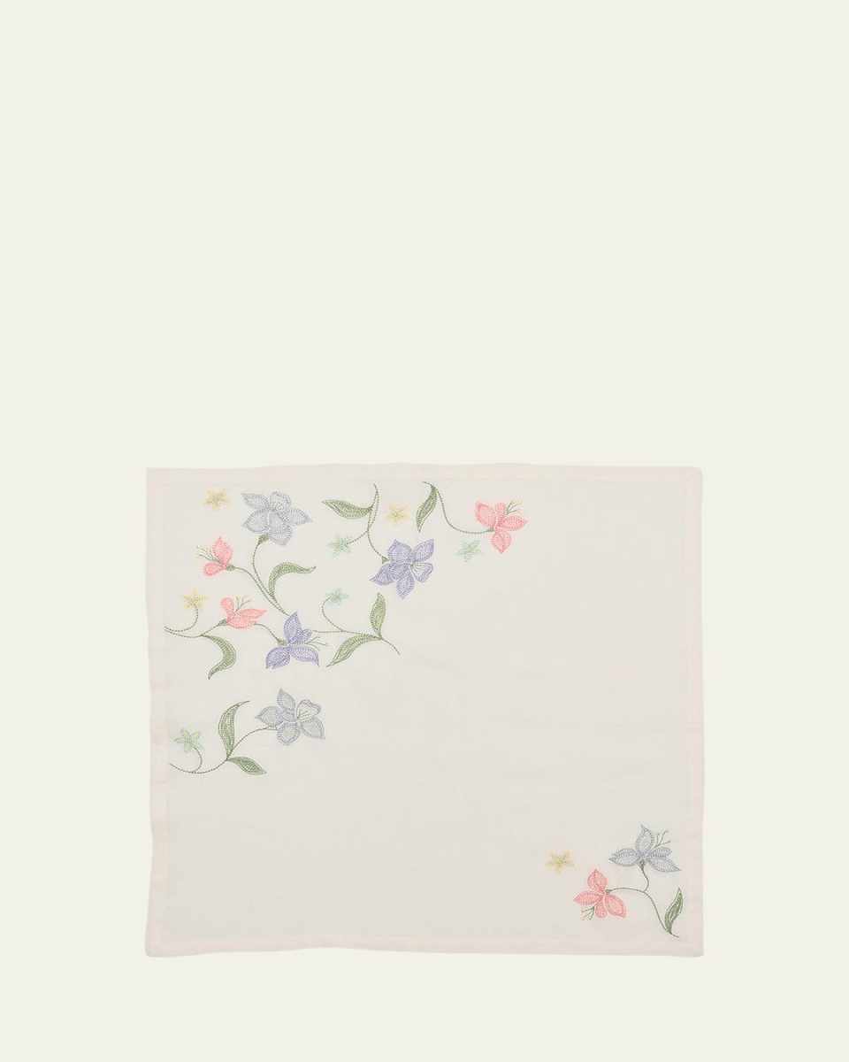 Vista Flower Embroidered Linen Napkin
